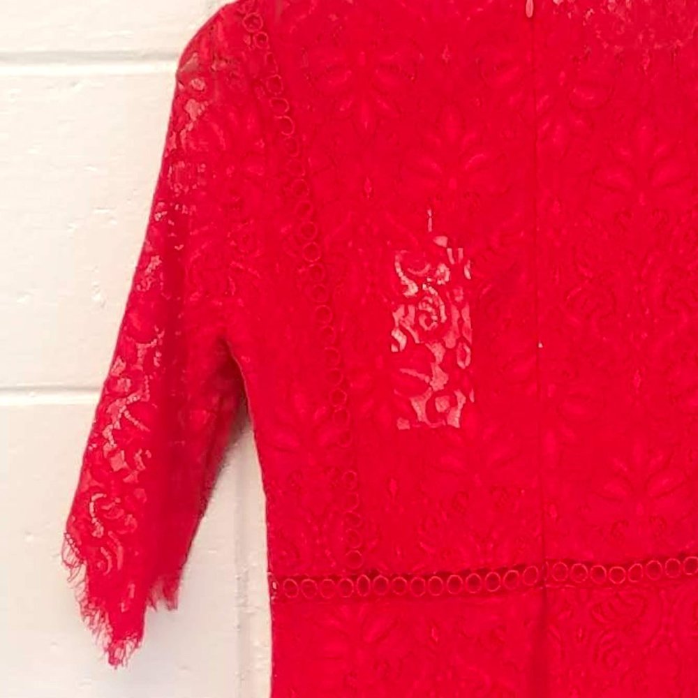 Red Lace Dress, Below the Knee METISU M NWT - Picture 3 of 11
